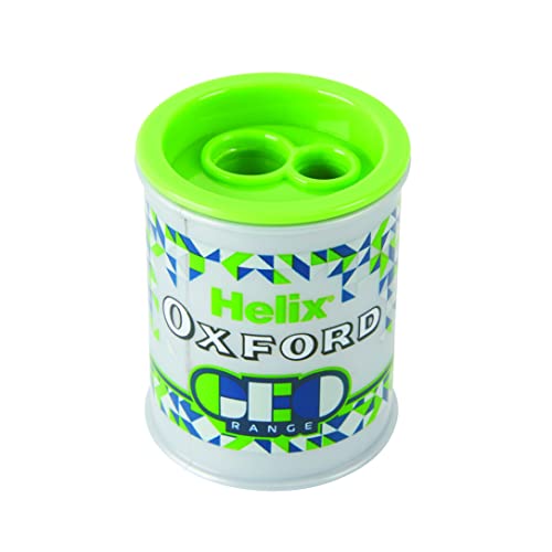 Oxford Geo Barrel Bleistiftspitzer, 2 Löcher, Grün von Helix