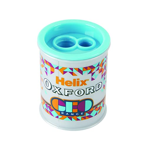 Oxford Geo Barrel Bleistiftspitzer, 2 Löcher, Orange von Helix