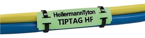 HellermannTyton TIPTAG Kabeletiketten H. 11mm B. 65mm 190 auf Grün Polyolefin, Packung a 190 Stück von HellermannTyton