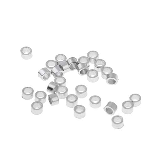 30Pcs 1mm 925 Sterling Silber Zwischenperlen Metallperlen Perlenkappen Perlen für Armbänder zum Basteln Bastelperlen Set mit Loch - Silber von Hellery