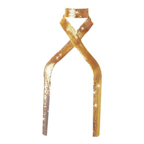 Hellery Metall Pailletten Hals Krawatte Schal Leichte Mode Hochzeit Party Halstuch Frauen, Gold von Hellery