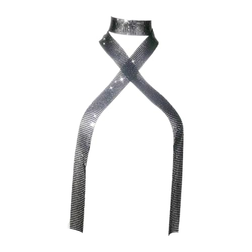 Hellery Metall Pailletten Hals Krawatte Schal Leichte Mode Hochzeit Party Halstuch Frauen, Schwarz von Hellery