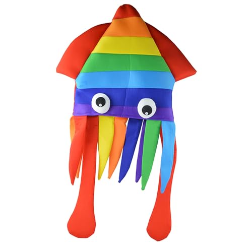 Hellery Regenbogen-Oktopus-förmiger Hut, lustiger Partyhut für Club-Bar-Karneval, Geburtstagsgeschenk von Hellery