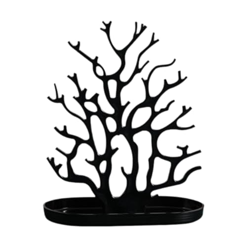 Hellery Schmucktablett, Ohrringständer, Ornament, Elegante Aufbewahrung, Baumregal, Schmuckständer für Ringe, Anhänger, Halsketten, Schwarz von Hellery