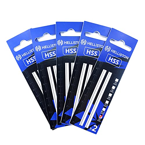 HSS Hobelmesser für Elektrohobel AEG 450, H-750, R-750, EH-750 OHNE PLASTIK, 82mm (5 Satz = 10 Wendemesser) von Helliston