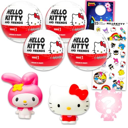 Hello Kitty Blindball-Partygeschenke – Bündel mit 4 Mash'Ems Blindball-Mini-Figuren, Mystery-Spielzeug plus Aufklebern, mehr | Hello Kitty Figuren für Kinder, Jungen, Mädchen von Hello Kitty