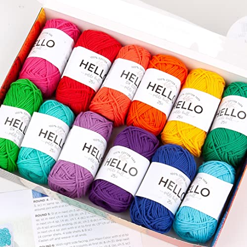 Hello Garn, 100% Baumwolle, 12 Knäuel, lebendig von Hello Yarn