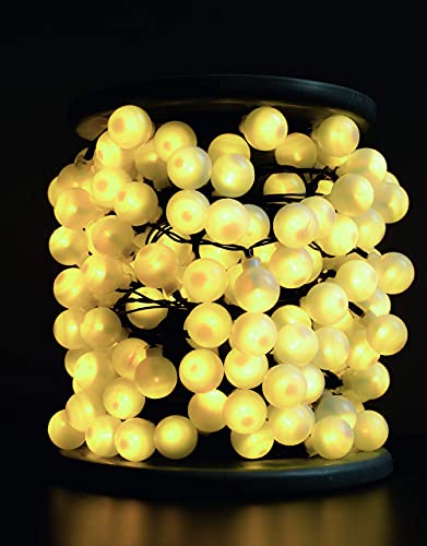 hellum Kugel Lichterkette außen, LED Lichterkette mit 180 warmweiße Glühbirnen, Strombetrieben Partybeleuchtung beleuchtet 12,9m zu Weihnachten, Party-Deko, Garten, Sommer, 530285 von hellum