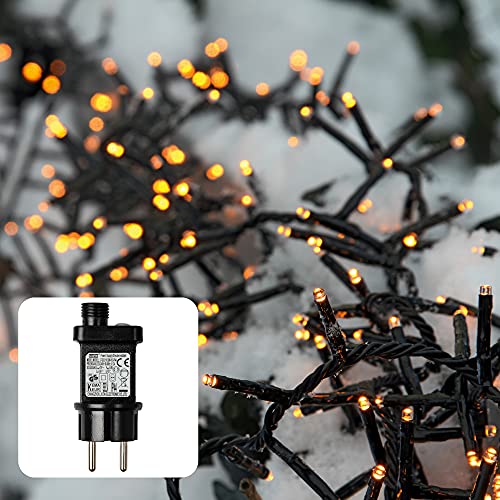 hellum Led Lichterkette außen Cluster I 7,38m 370 LED Cluster Lichterkette warmweiß mit Timer I Strombetrieben Lichterkette indoor & outdoor I Weihnachtsbaumbeleuchtung mit Kabel 530179 von hellum