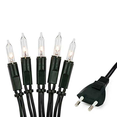 hellum Lichterkette innen strombetrieben, mini Lichterkette 10er Birnen klare warme Lichter, beleuchtete 1,35m, Kabel grün Lichterkette 10 lichter mit Stecker für Weihnachten 831115 von hellum