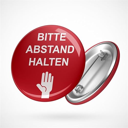 Hellweg Druckerei Button Anstecker Bitte Abstand halten Verboten Warnhinweis Achtung Corona x 1 von Hellweg Druckerei