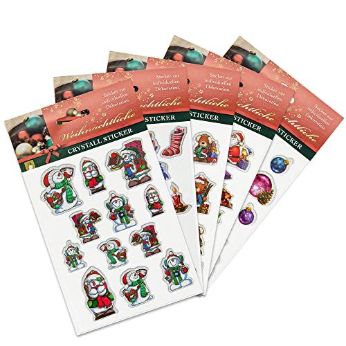 Helmecke & Hoffmann * 68 Glitzer-Sticker mit weihnachtlichen Motiven | Aufkleber auf fünf Folienblättern (ca. 11 cm x 14,5 cm) von Helmecke & Hoffmann