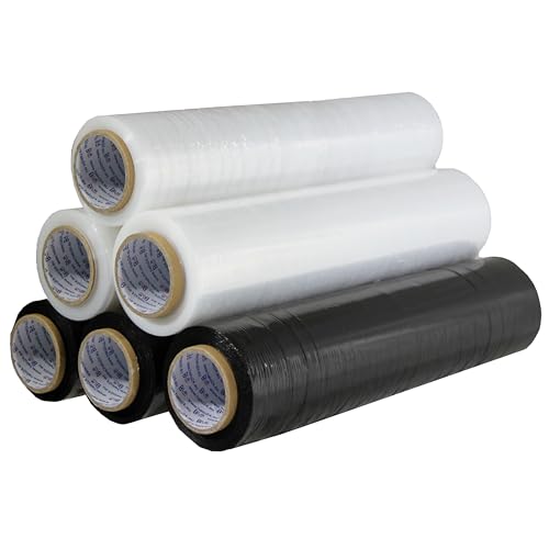 Stretchfolie Wickelfolie 50cm Breite – Transparent oder Schwarz – 20my / 23my – Reißfest & Stark Haftend – Verpackungsfolie für Paletten, Umzug & Versand – 3-24 Rollen (3, 23my/ 210 m/Transparent T2) von Helo