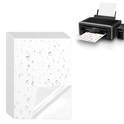 Bedruckbare Klebefolie, Sticker Papier Zum Bedrucken, Stickerpapier Zum Selbst Drucken, A4 Selbstklebende Folien, Druckerpapier Wasserfest, Bedrucken Klebefolien für Tintenstrahldrucker Laserdrucker von Helweet