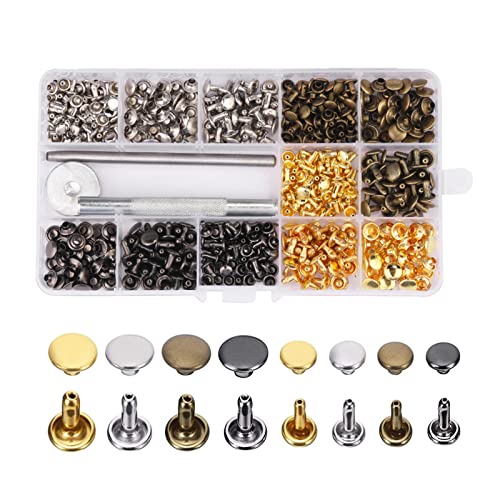 Druckknopf Set, Leder Nieten, Kupfer Druckknöpfe Metall, 240 Stück Nähfrei Buttons, Bronze Kleidung Snaps, für Leder Handwerk Jacke Brieftasche Handtasche, 4 Farben von Helweet