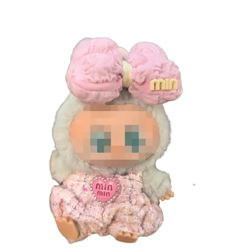 Hemaisu 2-teiliges bezauberndes Puppen-Outfit | 14–17 cm Strick-Strampler & gepolsterte Schleife, Kopfbedeckung Kleidung für La Bubu, The Monsters von Hemaisu