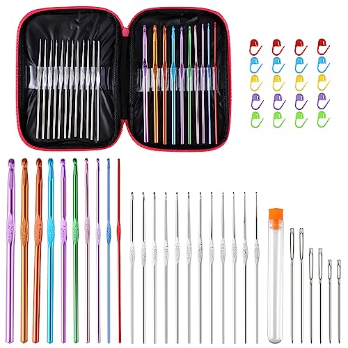 Häkelnadel Set, 22 Stück Häkelnadeln 0,6–6,5 mm Häkelnadeln Mehrfarbige Crochet Set mit Nadeln, Crochet Hook Häkelset Ergonomischer Griff für Anfänger und Profis Häkelnadel Set, 22 Stück Häkelnadeln 0,6–6,5 mm Häkelnadeln Mehrfarbige Crochet Set mit Nadeln, Crochet Hook Häkelset Ergonomischer Griff für Anfänger und Profis von Hemiks