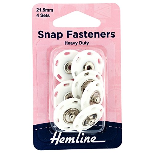 Druckknöpfe: zum Aufnähen: Kunststoff: 21,5 mm: weiß: 4 Stück von Hemline