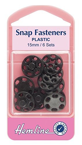 Hemline Druckknöpfe Plastik 6 Stück 15 mm, schwarz Hemline Druckknöpfe Plastik 6 Stück 15 mm, schwarz von Hemline
