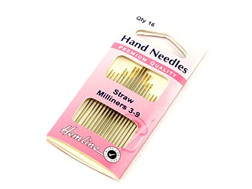 Hemline Premium Gold Eye Straw Milliner Nadeln – pro Packung mit 16 Stück Hemline Premium Gold Eye Straw Milliner Nadeln – pro Packung mit 16 Stück von Hemline