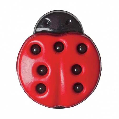 Hemline Shanked Button – Marienkäfer – rot & schwarz – 15 mm (4 Stück) von Hemline
