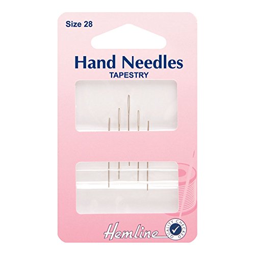 Hemline Sticknadeln: Gr. 28, Metall, Stumpf, für Nähen, Stickerei, Quilten, Kreuzstich, Lederarbeiten, 6 Stück von Hemline