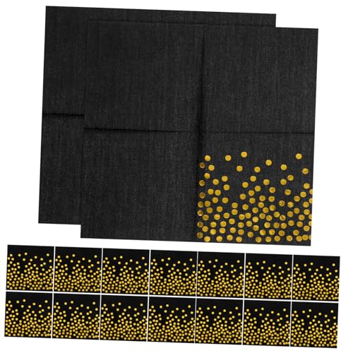 Hemobllo 1 Heißpräge-Tupfenserviette Oh Servietten mit Gold Cocktailparty Servietten erste Cocktailservietten aus Papier Servietten für Geburtstagsfeiern jungfräulicher Zellstoff Schwarz von Hemobllo