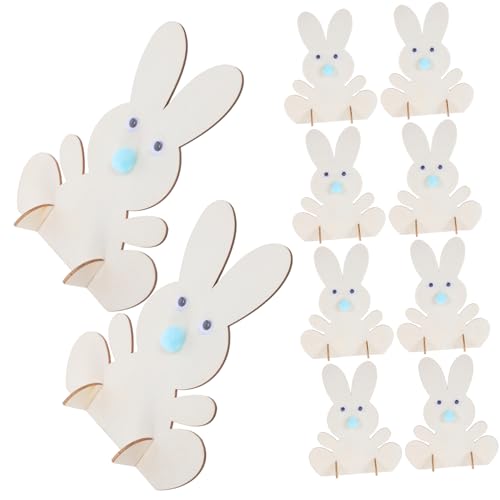 Hemobllo 1 Satz Osterhasen-Dekoration Osterhasenausschnitte unfertige hölzerne Osterornamente Bunny Craft unfertiger Holzhase Osterbasteln für Osterkaninchenholz Holzausschnitte PVC von Hemobllo