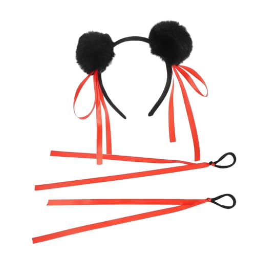 Hemobllo 1 Satz Pelzknäuel-stirnband Kostüm Urlaub Stirnbänder Halloween-stirnbänder Für Plüsch Haarband Chinesisches Hanfu-perücke-stirnband Cartoon-kopfbedeckung Black Eisen von Hemobllo