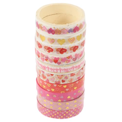 Hemobllo 10 Rollen Valentinstag Washi Tape mit Goldfolie Dekoratives Klebeband für DIY Scrapbooking Tagebuch Fotoalbum Geschenkverpackung Selbstklebend Vielseitig Verwendbar von Hemobllo