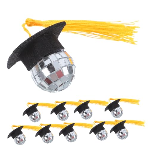 Hemobllo 10 Stück Kleine Cupcake-dekoration Abschlusskappe Für Cupcake Mini-abschlussquasten Grad-cap-ornament Cupcake -dekorationen Mit Abschlussmotiven Cupcake Grad Cap Decor Golden Acryl von Hemobllo