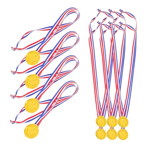 Hemobllo 10 Stück Medaillen Für Kinderpreis Medaillen Auszeichnung Als Plastiktrophäe Fußball-medaillen Bandpreismedaillen Laufende Medaillen Siegerpreis Pp Golden von Hemobllo