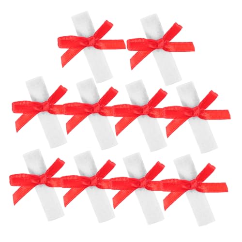 Hemobllo 10 Stück Mini-Diplom Mini-Abschluss-Mittelstück Puppen-Mini-Zertifikat-Zubehör austauschbares Puppen-Mini-Zertifikat Mini-Abschlusstischdekoration Mini-Abschlussdokument Stoff von Hemobllo