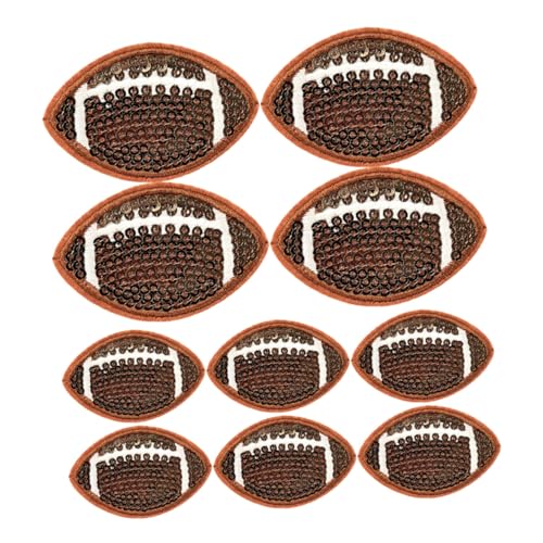 Hemobllo 10 Stück Rugby Football Bügelbilder mit Pailletten Bestickte Applikationen für Kleidung Jeans Jacken Hüte Starke Haftung Sportliches Design für Fans und DIY Dekoration von Hemobllo