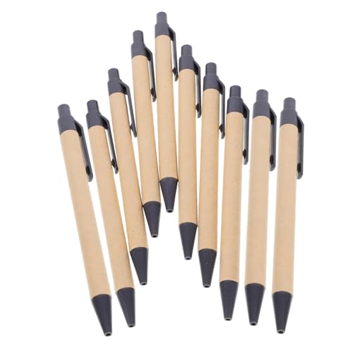 Hemobllo 10 Stück Schwarze Kugelschreiber aus Recycling Kraftpapier Ergonomisch Rutschfest Stabile für Flüssiges Schreiben für Schule Büro und Alltag Tragbar und Komfortabel von Hemobllo