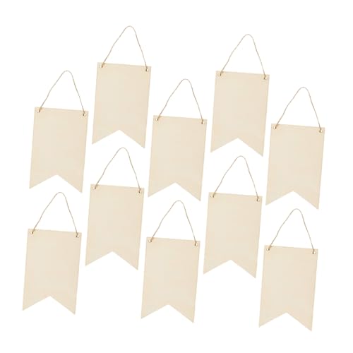 Hemobllo 10 Stück Teiliges Hängende Holzschilder aus Unbehandeltem Holz DIY Blanko Holzplatten in Bannerform Glatte Oberfläche Vintage Stil für Kreative Bastelprojekte und Dekorationen von Hemobllo