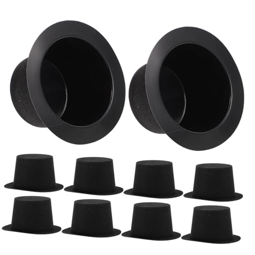 Hemobllo 10 Stück Teiliges Mini Kunststoff Puppenhüte Schwarz Kleine Weihnachtsmützen für Schneemann Deko DIY Bastelbedarf Tisch und Regaldekoration Langlebig und Festlich von Hemobllo