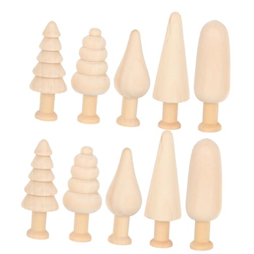 Hemobllo 10 Stück Teiliges Unbehandelte Holzbaum Modelle aus Hochwertigem Holz DIY Bastelspielzeug für Bemalen und Dekoration Fördert Kreativität und Feinmotorik von Hemobllo