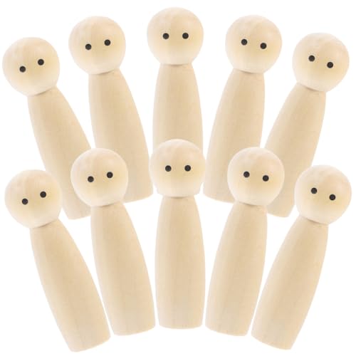 Hemobllo 10 Stück Teiliges Unbemalte Holzfiguren Glatte Sichere DIY Holzpuppen für Bemalen Kreative Bastelideen Natürliche Holzdekoration für Spielzimmer und Heimgestaltung von Hemobllo