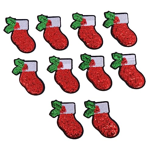 Hemobllo 10 Stück Weihnachtsapplikationen Pailletten Stickerei Patches Bunte Motive zum Aufnähen und Basteln für Kleidung Jeans DIY Dekoration Kompakt und Vielseitig Einsetzbar von Hemobllo
