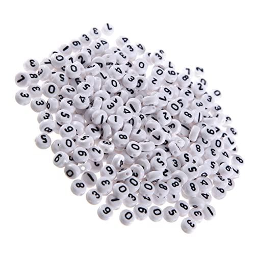 Hemobllo 100 Stück Acryl Zahlenperlen Flach Rund DIY Schmuckperlen für Armbänder Schlüsselanhänger Bastelprojekte Leichte Schwarze Zahlendekoration von Hemobllo
