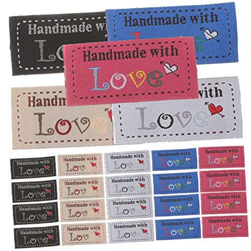 Hemobllo 100 Stück Handmade Sewing Labels zum Annähen Gestaltete Webetiketten in Farben Waschbeständig und Vielseitig für Kleidung Taschen und DIY Bastelprojekte Geeignet von Hemobllo