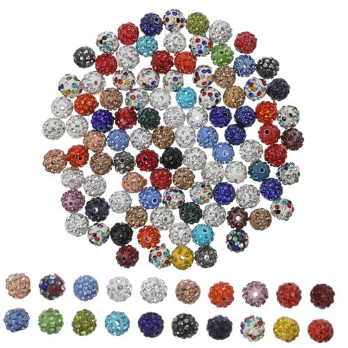 Hemobllo 100 Stück Schmuckperlen Rund mit Strass Glitzer Mix Farben Polymer Clay Perlen für Armbänder Halsketten Basteln DIY Zubehör Hemobllo 100 Stück Schmuckperlen Rund mit Strass Glitzer Mix Farben Polymer Clay Perlen für Armbänder Halsketten Basteln DIY Zubehör von Hemobllo