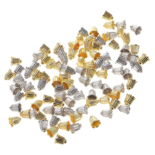 Hemobllo 100 Stück Teiliges Blumen Perlenkappen aus Langlebiger Legierung DIY Schmuckherstellung Abstandsperlen für Ohrringe und Anhänger Gold und Silberfarbene Endkappen für Kreative von Hemobllo