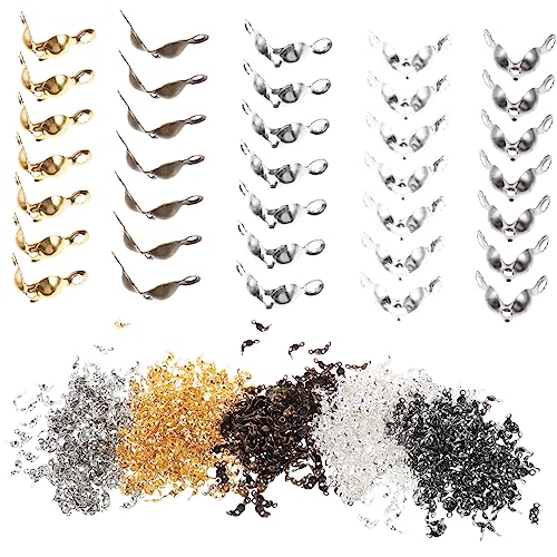 Hemobllo 1000 Stück Schmuck Knotenabdeckungen Metallverschluss DIY Schmuck Verbinder für Armband Halskette in Silber Bronze Weißgold Gold und Schwarz von Hemobllo