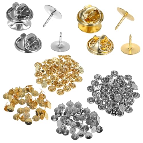 Hemobllo 100Paare Butterfly Kupplungsnadeln Pin Metall Pin Rückseiten für Anstecknadeln Basteln Schmuckherstellung Sichere Befestigung für Kleidung und Abzeichen von Hemobllo