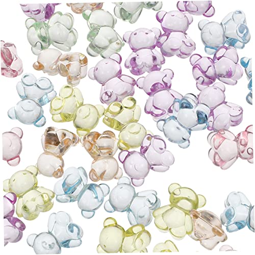 Hemobllo 100Stücke Bärenperlen Transparente Acrylperlen für DIY Schmuckherstellung Charmante Bär Charms für Armbänder und Haarschmuck Bastelzubehör von Hemobllo