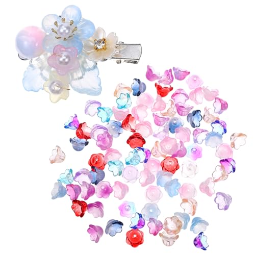 Hemobllo 100Stücke Glasblumenperlen Blumenperlen für DIY Schmuck Armbänder Bastelarbeiten mit Vorgebohrten Löchern Vielseitig und Langlebig von Hemobllo