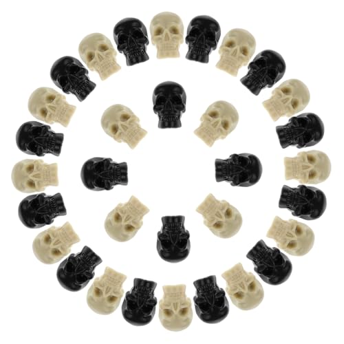 Hemobllo 100Stücke Mini Schädel Dekorationen für Halloween Kunststoff Modelle für Spukhäuser Partys und DIY Projekte und Naturfarbe für Gruselige von Hemobllo