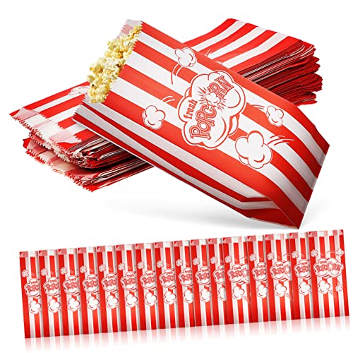 Hemobllo 100Stücke Popcorn Papiertüten mit Streifenmuster Ölbeständig für Snacks Süßigkeiten und Feiern Kino Partys und Filmabende von Hemobllo
